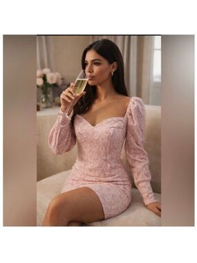 Women's Naked Wardrobe Pink Lace Mini Dress S